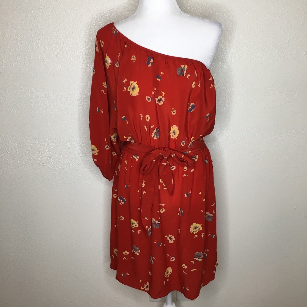 Rebecca Taylor One Shoulder Floral Print Silk Dress 8